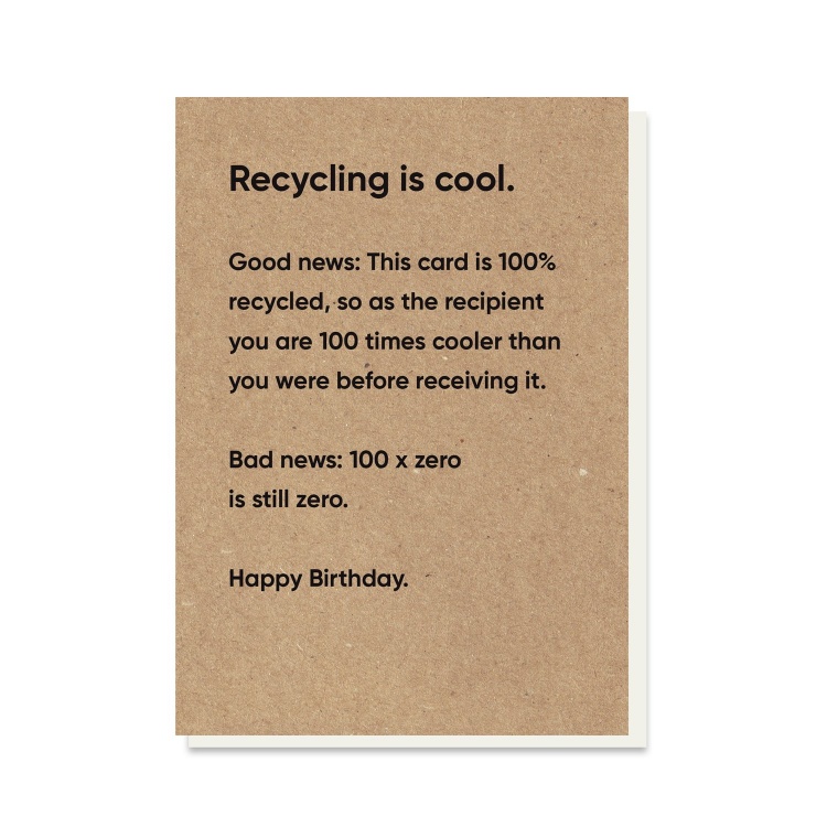 Recycling Is Cool Rubbish Card